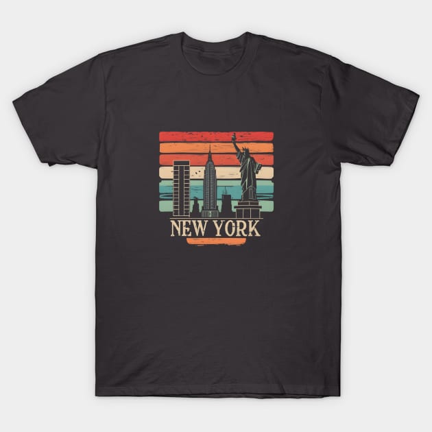 Vintage Retro New York Skyline T-Shirt by EchoWear